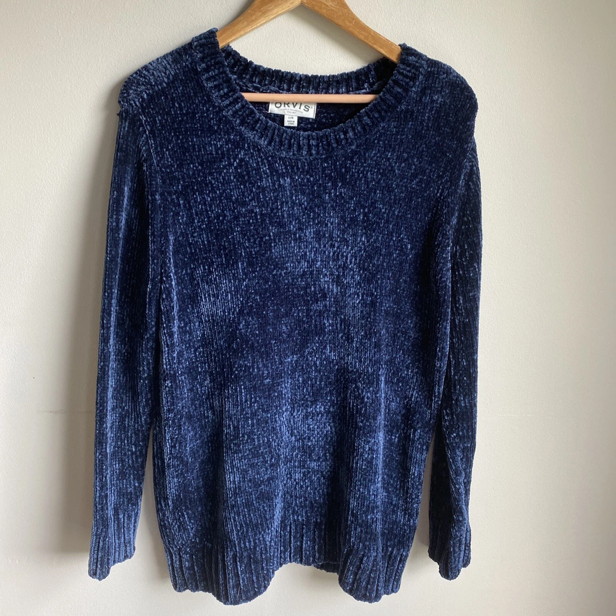 womens Orvis blue chenille Pullover sweater size large