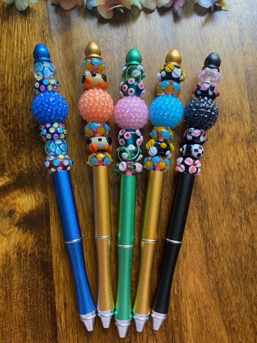 Unique Metal Beaded Pen Lampwork Glass Beads Beadable Pens