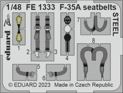 Eduard Accessories FE1333 - 1:48 F-35A seatbelts STEEL 1/48 for TAMIYA - Neu