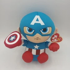 TY Beanie Baby 6 Inch Captain America Marvel Plush New With Tags