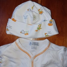 Kissy Kissy Halloween 0-3 months Footed Pajamas One Piece Body Suit Hat Set
