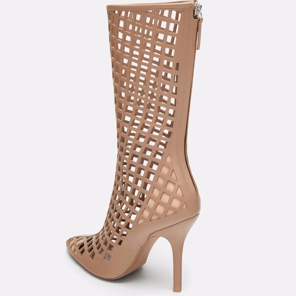 ZARA VERY RARE NUDE DIE-CUT LEATHER HIGH-HEEL UK10 EU41 6558/201 BOOTS OPENWORK image 5