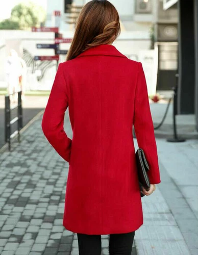 Women's Warm Wool Blend Double Breasted Long Overcoat Trench Coat Outwear Jacket - Bild 7 von 19