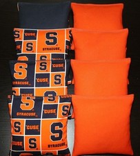 8 CORNHOLE BEANBAGS made w SYRACUSE University Fabric ACA Reg Bags, Top Quality