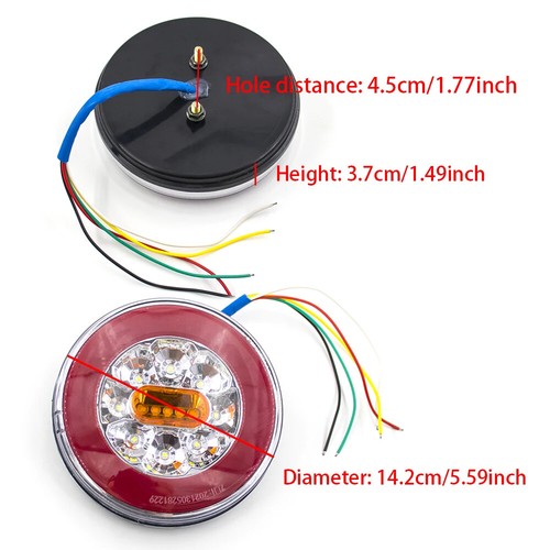 2x 5.5'' Round LED Tail Light Stop Turn Signal Rear Brake Lamp DRL Truck Trailer - Picture 13 of 22