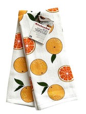 KitchenAid 2 Pc Kitchen Dish Towel Set Oranges Fruit Citrus 100 Cotton NWT