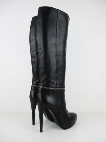 STUNNING WOMENS ALL SAINTS KARIS LEATHER KNEE HIGH BOOTS 6 39 BLACK BIKER SEXY - Picture 7 of 12