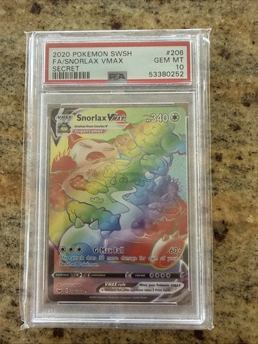 Pokémon Snorlax VMAX 206/202 Swsh01: Sword & Shield Secret Rare Holo PSA 10 2020