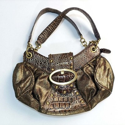 STAR by Julien Macdonald Metallic Bronze Croc Embossed Shoulder Bag Handbag