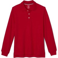 NEW 3 pc French Toast L 10/12 Long Sleeve Pique Polo Shirt Red / Gray
