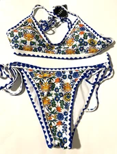 ZAFUL Women's Size Medium (6) Bohemian Swimsuit Tie Side Bikini Set Triangle NEW