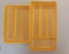Vintage Deka Plastics No. 192 & 193 2 Piece Stacking Cutlery Utensil Tray Yellow