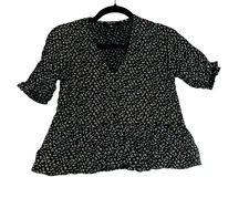 Madewell Peplum Floral Top Size XSP Multi-color Women's V-Neck Short Sleeve