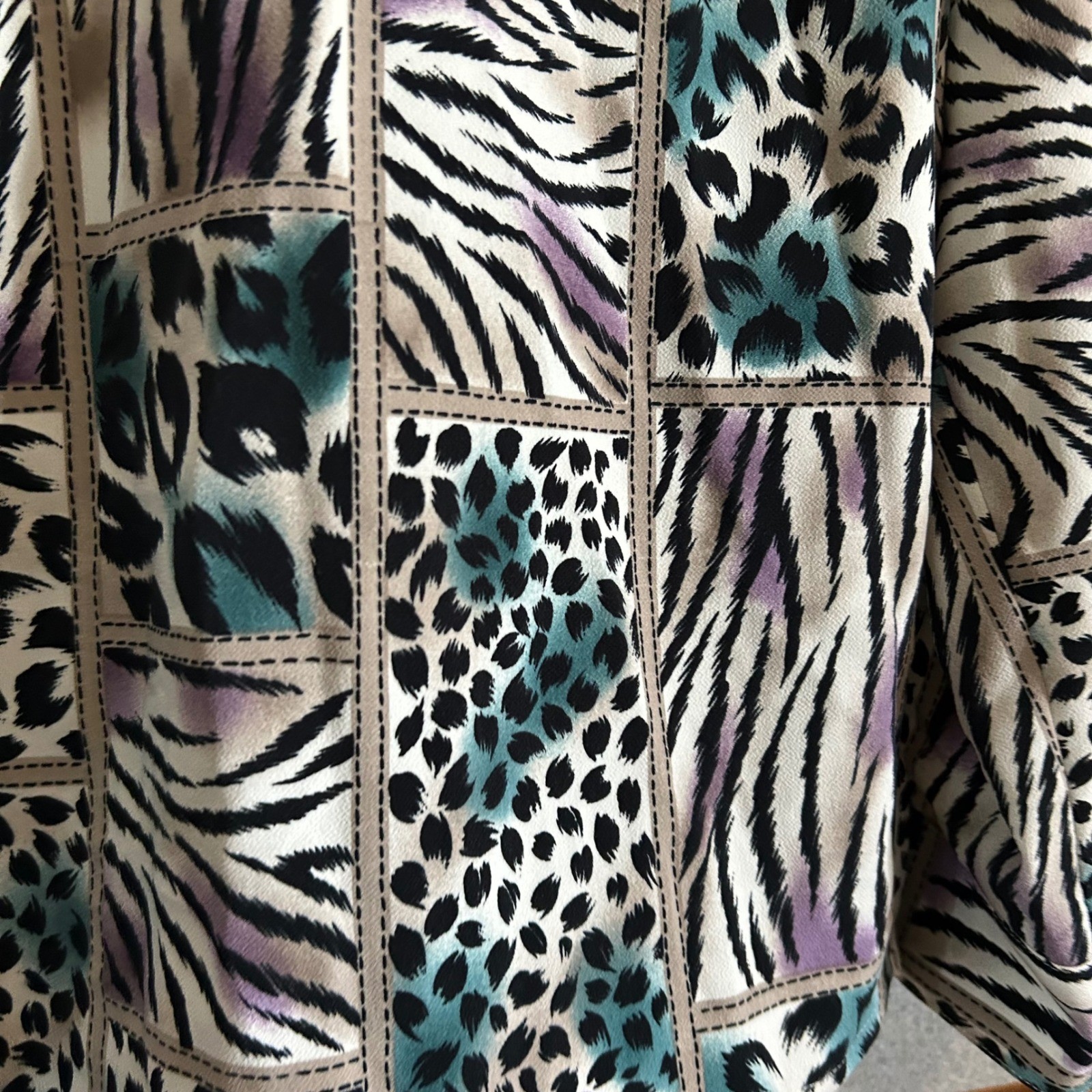 Alfred Dunner Animal Print Patchwork Button Down … - image 4