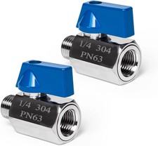 2 Pack 1/4" Mini Ball Valve, 304 Stainless Steel Valve NPT Female X Male Thread