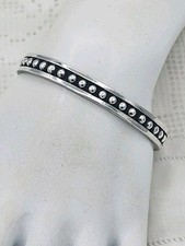 Vintage 1970s Mexico Navijo 925 Sterling Silver Beaded Cuff Bracelet Signed