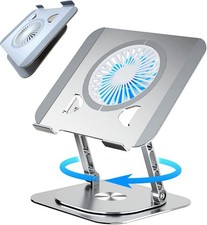 Laptop Stand Fan with 360 Rotating Swival Base, 10inch Riser Height Adjustabl...