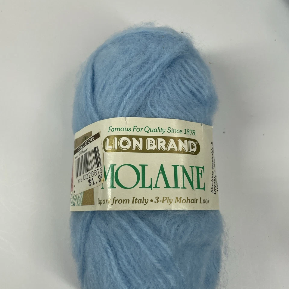 Lion Brand Yarn Molaine LT BLUE 3-ply Mohair Look Made in Italy ~ Lot of 8 - Image 3 of 4