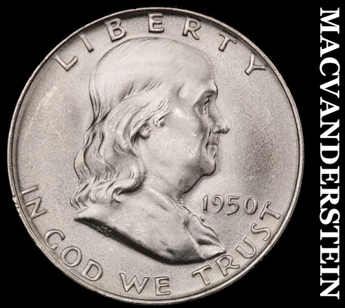 1950-D Silver Franklin Half Dollar - FBL - Choice Gem Brilliant Unc++++  #i7651