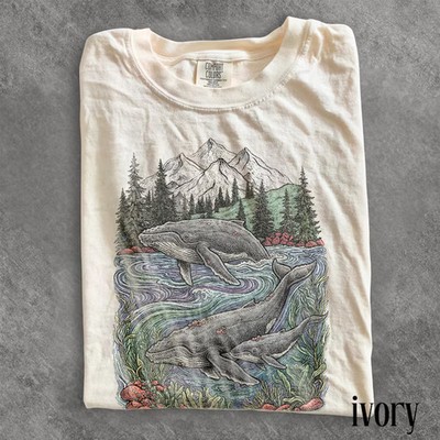 Vintage Whale River Ocean Marine Wildlife Nature Comfort Tee