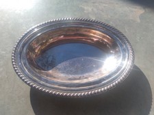 Vintage Silver Plated Serving Bowl 11 x 9 Rope Edge