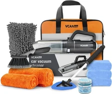 Car Cleaning Kit, 10000PA Vacuum, Wheel Brush, Windshield Cleaner, Towel, Mitt