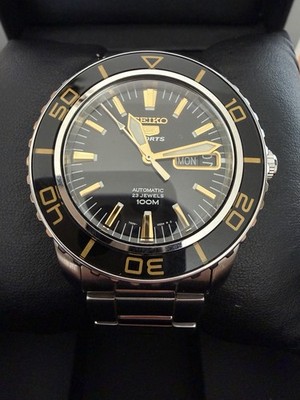 Seiko 5 Sports 7S36-04N0 Edelstahl 42mm schwarzes Zifferblatt Automatik Herrenuhr