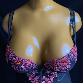 Ann Summers KARMEN Underwired Suspender Body Black Embroidered Mesh, 12-14 D-DD