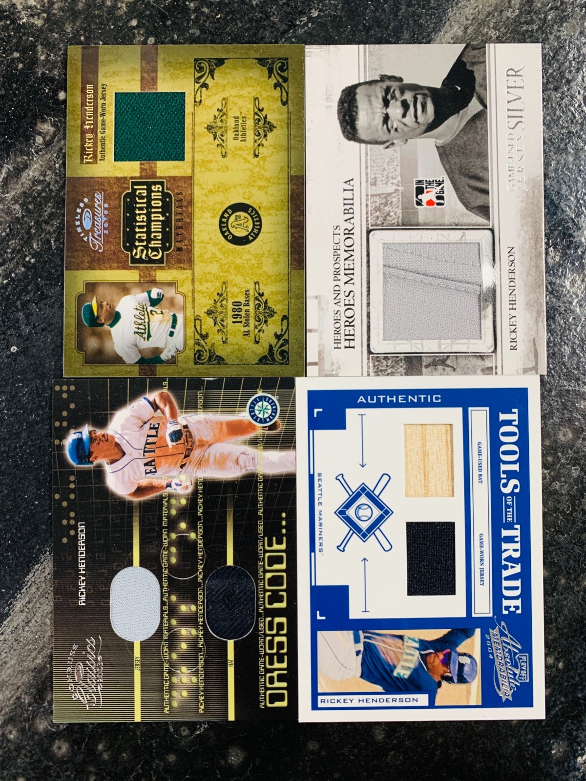 LOT (15) RICKEY HENDERSON GAME USED JERSEY BAT CARDS /25 /35 /49 /50 A'S YANKEES view 2