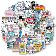 Aowplc 50 Pcs Nurse Stickers, Vinyl Nursing Stickers Decals for Laptops and W...