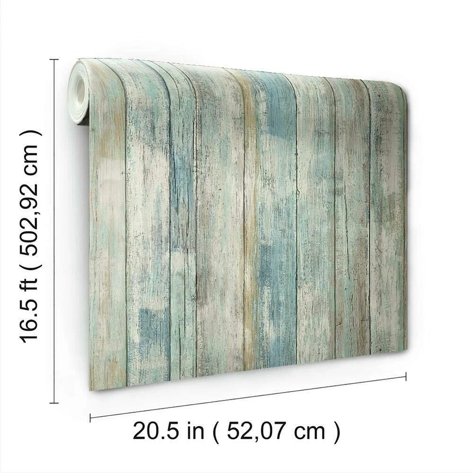 RoomMates RMK9052WP Blue Distressed Wood Peel and Stick Wallpaper - Image 3 of 4