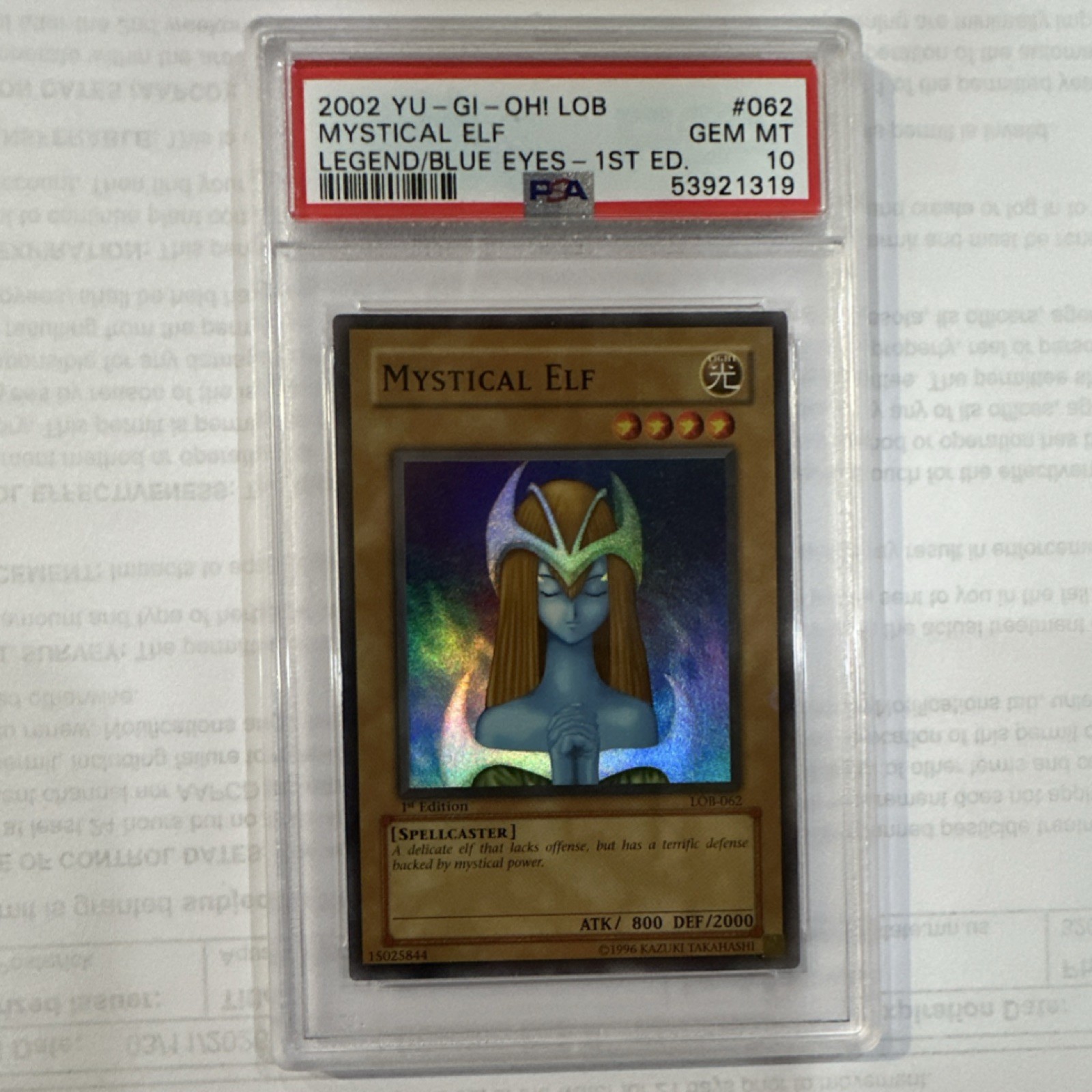 Mystical Elf 2002 Legend of Blue Eyes White Dragon #LOB-062 1st