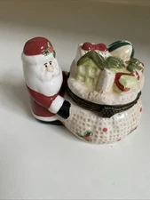 Harry And David Christmas Santa Bag Toys Trinket Box Place Card Holder