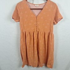 a.n.a Short Sleeve Dress Peach Button Down Midi 