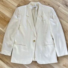 VTG Liz Claiborne Collection Linen-Look Blazer 100 RAYON Ivory Coastal 12