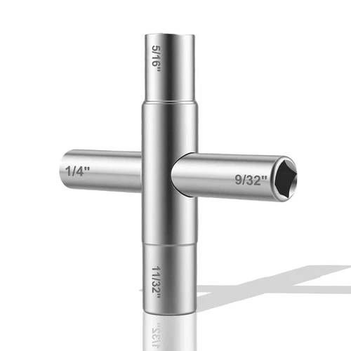 Professional 4 Way Sillcock Key, Water Key Cross Wrench, 1/4 in, 9/32 in, 5/1... - Picture 1 of 7