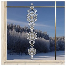 Fensterbild Leise rieselt der Schnee Plauener Spitze Girlande Schneeflocke