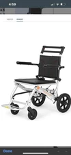 Portable Aluminum Transport Wheelchair with Handbrake, 11" Rear Wheels, Compact