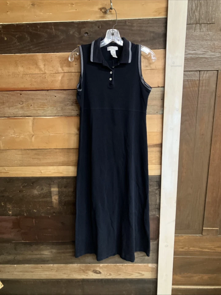 Vestido polo largo sin mangas para mujer 100 % algodón azul marino Jones New York S Foto 2 de 4