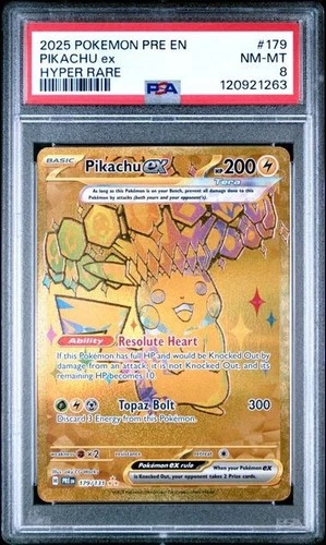 PSA 8 - 2025 POKEMON PRISMATIC EVOLUTIONS PIKACHU EX #179 - HYPER RARE