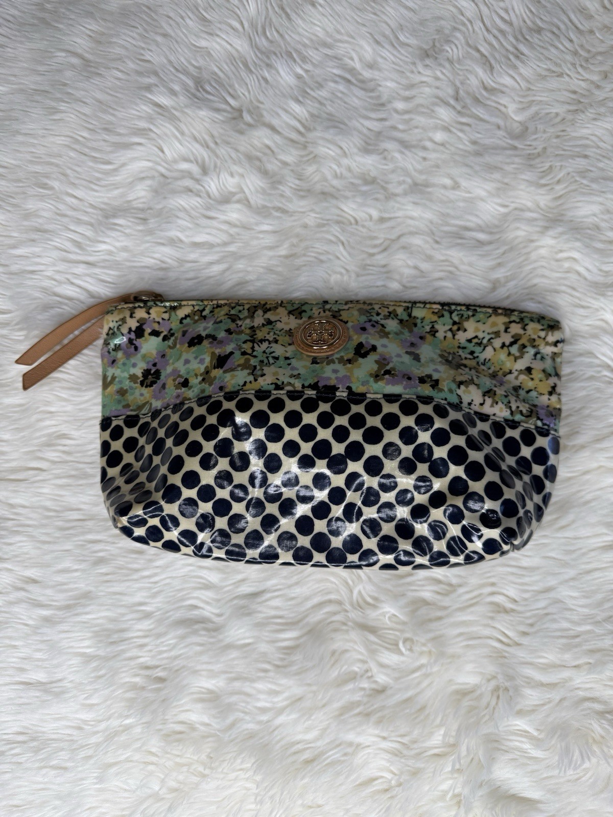 Tory Burch Brigitte Cosmetic Case Floral Polka Dot Make up Bag Toiletries Travel thumbnail 3