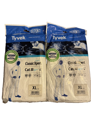 2x Dupont Schutzoverall Typ 5/6 Tyvek 500 Xpert, weiß, Unisex-Größe: XL