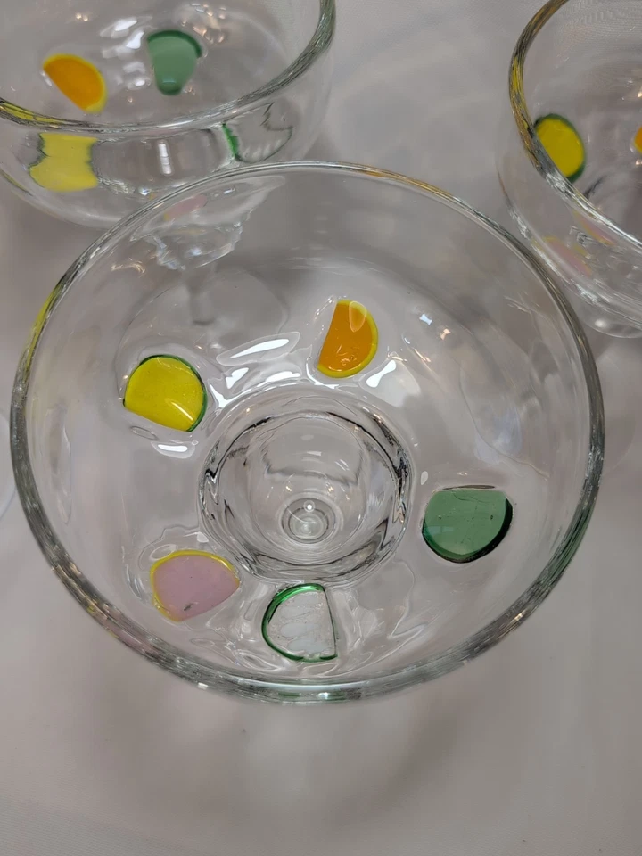Juego De Colección De 4 Vasos Pesados Margarita Soplados A Mano Millefiori Cítricos 6.5" Foto 2 de 4