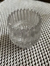 Vintage Cut Glass Individual Open Salt  Zipper Cut