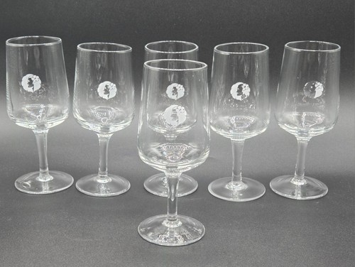 Lot of 6 Hawaiian Airlines First Class 6'' Wine Cocktail Glasses Etched Logo