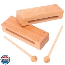 kukmakri 2 Set Solid Wood Rhythm Block with Mallet - Durable Musi