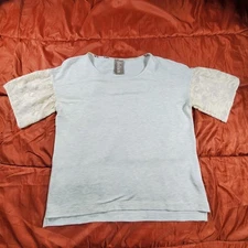 Anthropologie Dolan LCC Lace Puff Sleeve Top Beige White Size Small USA Made