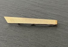 Mens English Hallmarked 1978 Sterling Silver Gilt Tie Clip - Engine Turned