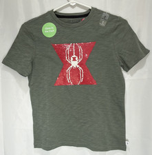 Gap Kids Marvel Sensory Gray Spider Black Red Design Graphic T-Shirt Medium Sz 8