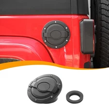 Black Fuel Filler Door Cover Gas Tank Cap For 07-17 Jeep Wrangler JK & Unlimited